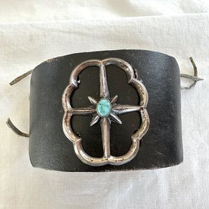 Vintage Native American SS & Turquoise Ketoh Cuff Bracelet